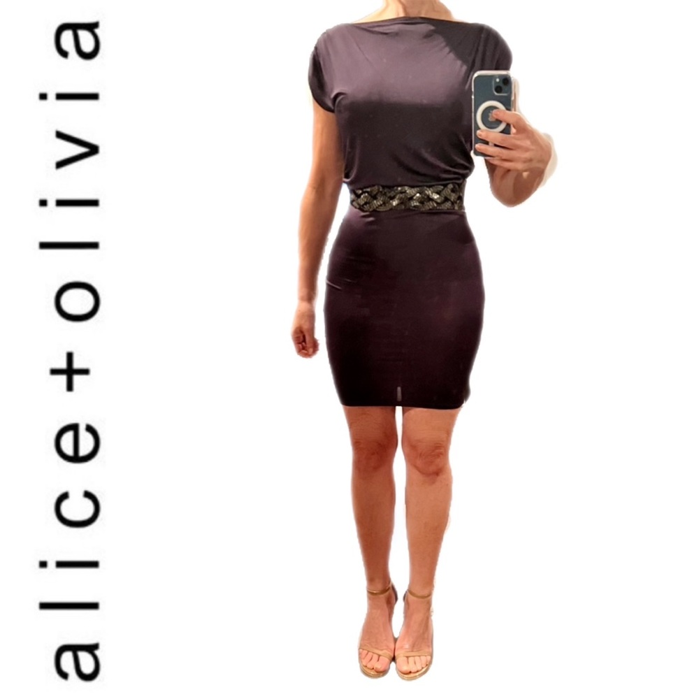 ALICE+OLIVIA Eggplant Sheath